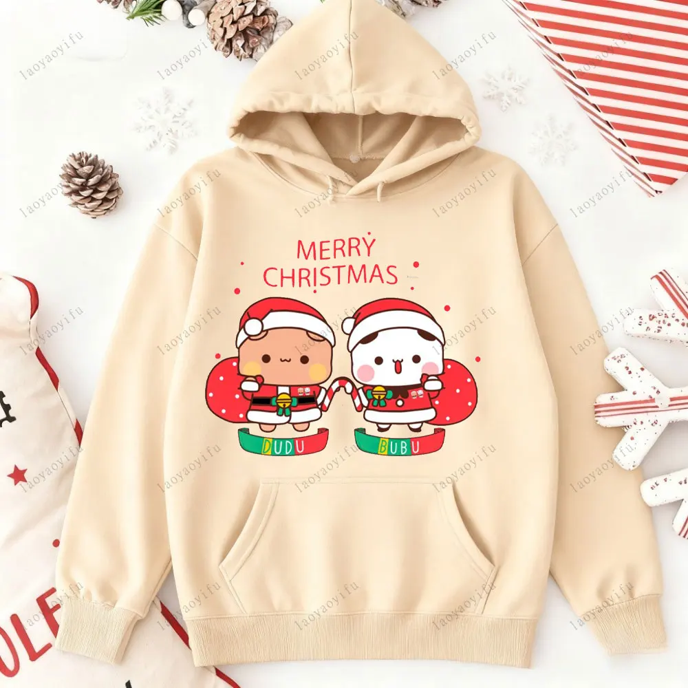 MERRY CHRISTMAS Paar Hoodies Bubu Dudu Hoodie Sweatshirt Cartoon Kawaii Print Pullover Harajuku Männer Frauen Pullover