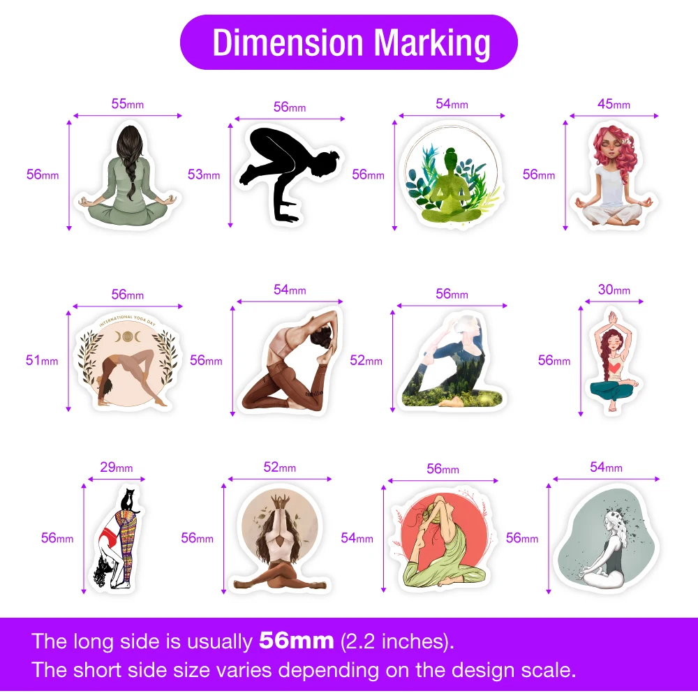 Yoga Pose Stickers Mountain Warrior Tree Pose Aesthetic DIY Gift Toys Decal Scrapbook Phone Decorative Bottles Waterproof