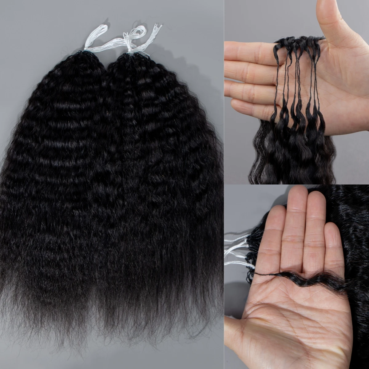 

Накладные волосы из 100% натуральных человеческих волос Looped Feather, невидимые, прямые, кудрявые, для плетения крючком, предварительно разделенные, без узлов