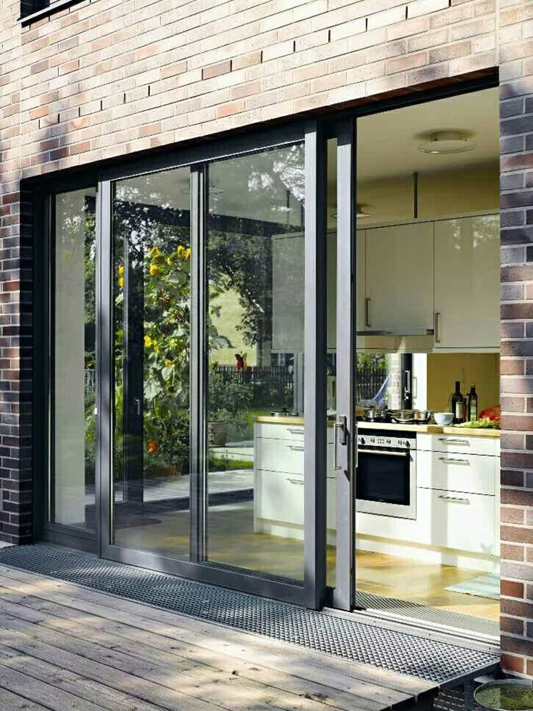 Sixinalu Sliding Door Aluminum Profile Alloy Double Glazed Hurricane Impact Door Exterior Interior Front Door Custom Home Decor