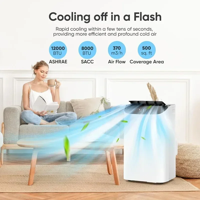 Ar condicionado portátil, unidade de ar condicionado portátil de resfriamento silencioso com função de ventilador e desumidificação