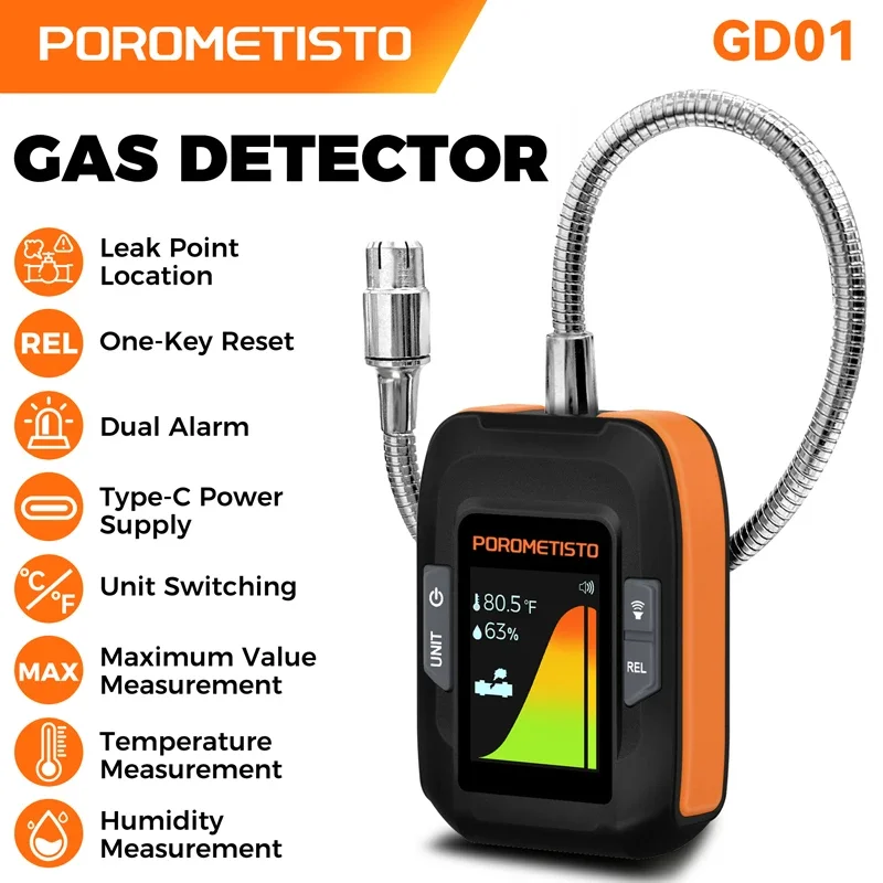 GD01 Gas Leak Detector Combustible Natural Gas Air Conditioning Leak Detection Tool Halogen Tester With Audible And Visual Alarm - view 2