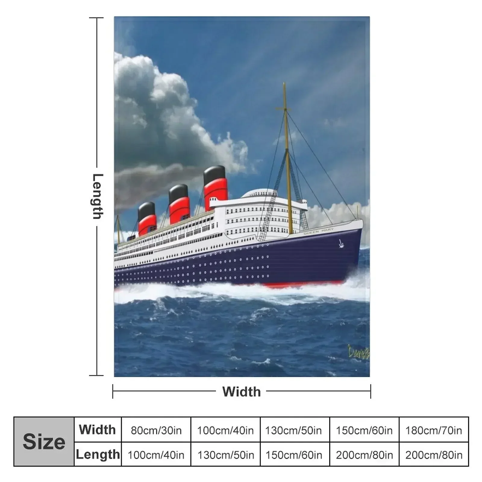 RMS Queen Mary On a Clear Day 1936 Throw Blanket Beautifuls Picnic blankets ands Flannel Fabric Retros Stuffeds Blankets