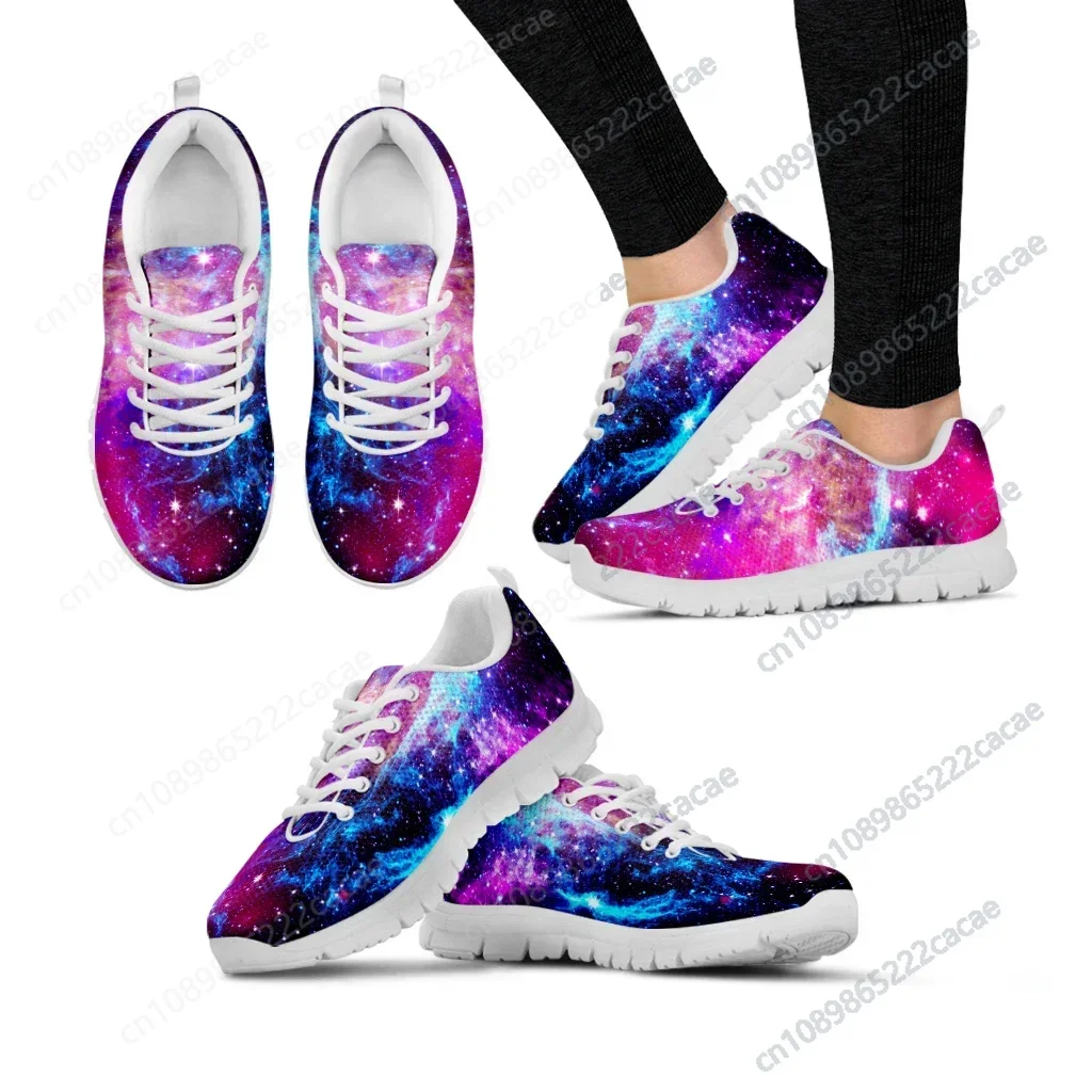 

Pretty Galaxy 3D Printed Women Mesh Sneaker Light Comfortable Femme Flat Shoe Breathable Air Walk Footwear Lace up