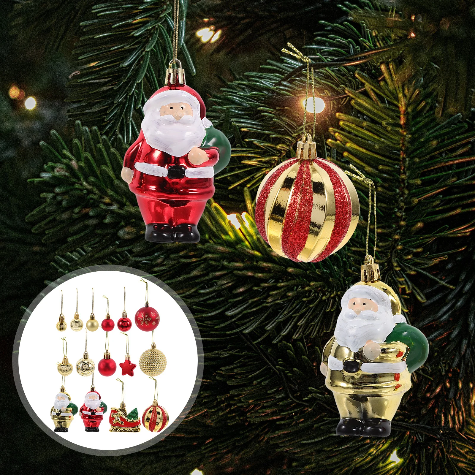 

72Pcs Christmas Ball Pendant Ornaments Set Glitter Painted Red Gold Baubles Holiday Tree Hanging Decorations Festive