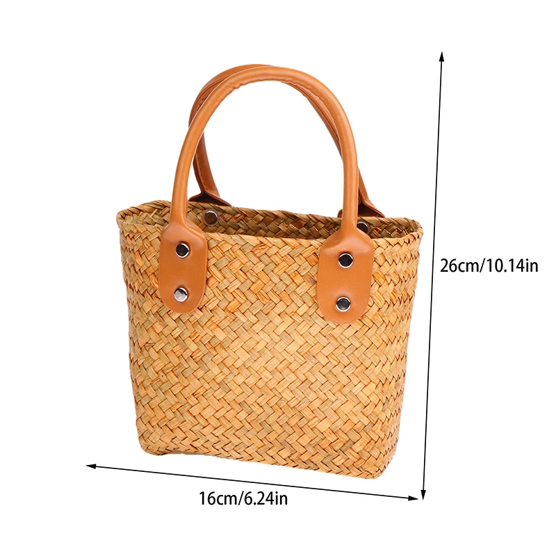 Outdoors Handmade Basket with Handle Camping Picnic Basket for Wine Flower Shopping Storage Hamper Kitchen Organizer Home Decor