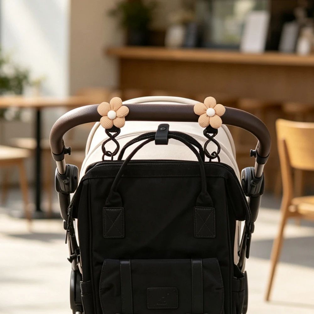 2 Pcs/Set Cute Flower Hooks For Stroller Car Shopping Cart Universal Pram Organizer Bag Hanger Baby Stroller Accessories