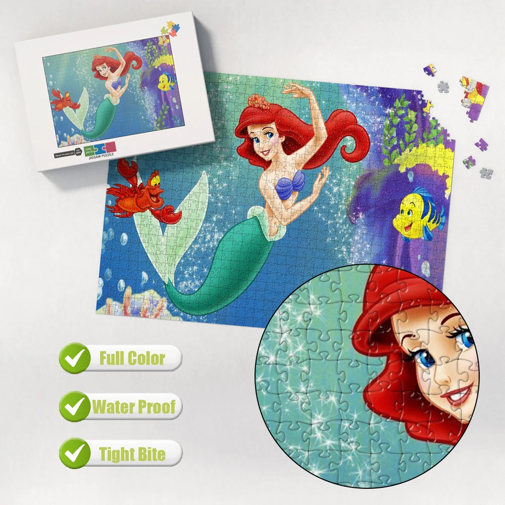 Little Mermaid Cartoon Jigsaw Puzzle for Adults/kids Easy Jigsaw Puzzle Montessori Toys The Best Gift for Family Multiple Sizes