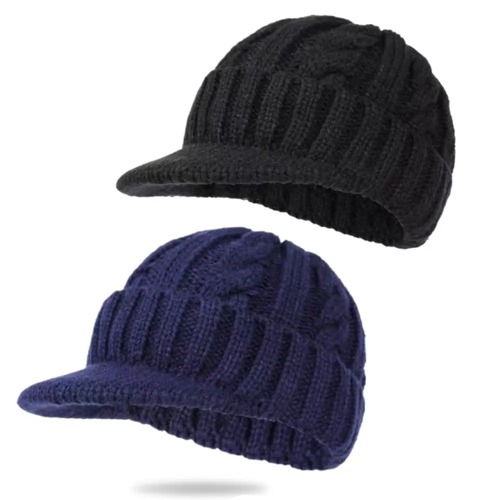 

Casual Ear Protection Men Knitted Cap Autumn Winter Warm Short Brim Beanies Hat Cycling Ski Outdoor Earflap Hat