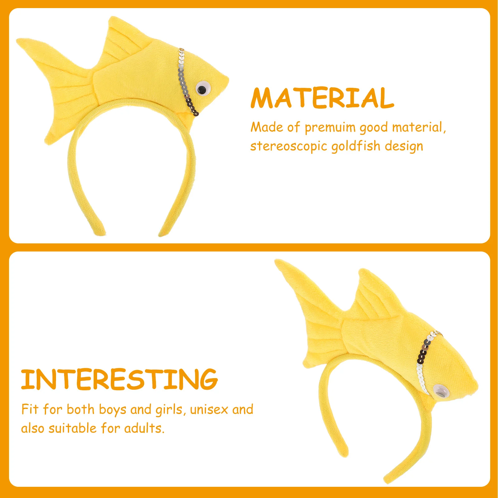 غطاء رأس على شكل سمكة ذهبية للأطفال مصنوع من مادة سميكة وآمنة على شكل حيوانات لحفلات الهالوين وأعياد الميلاد والمناسبات والمهرجانات للجنسين