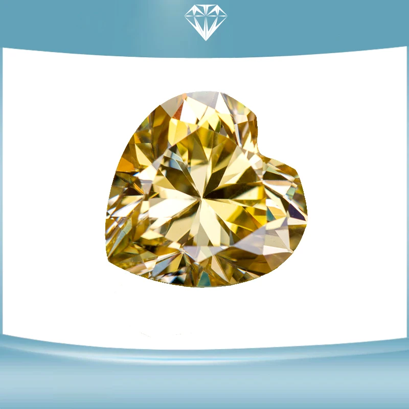 

Moissanite Stone Lemon Yellow Color Heart Cut Lab Grown Diamond Ewelry Passed Diamond Tester with GRA Certificate