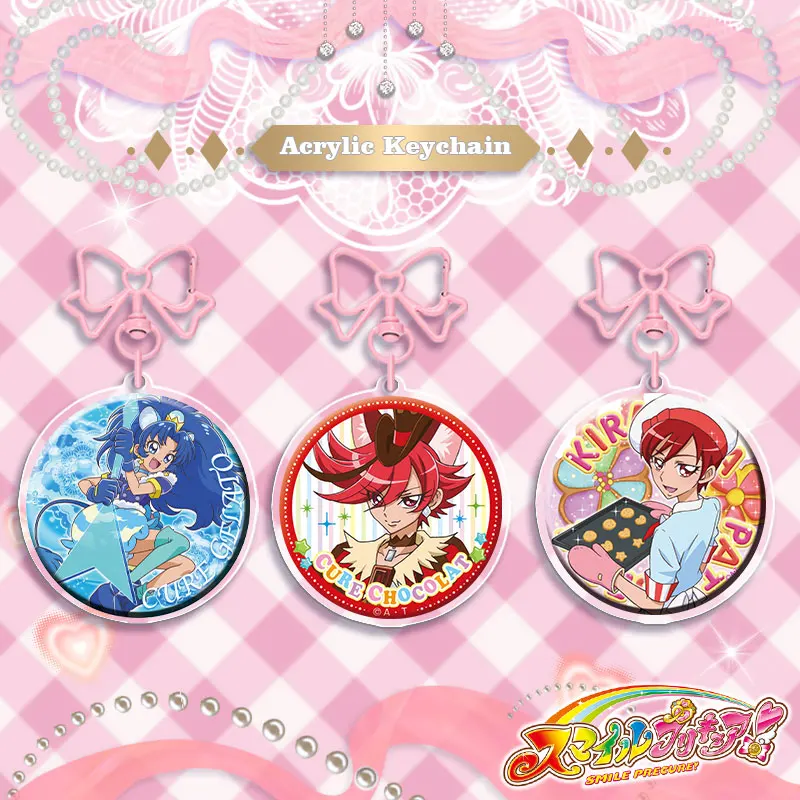 Chaveiro acrílico de 6cm para anime, camada de cura bonita, acessórios decorativos, pingente você e idol precure ♪   Fivela com nó borboleta