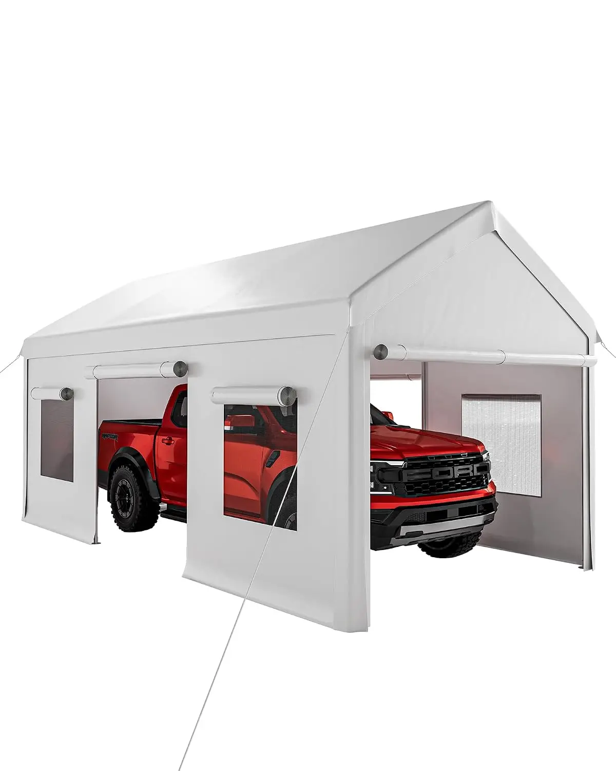 10x20 Carport Canopy, Heavy Duty Car Port with Waterproof Tarp, Roll-Up Windows & Doors, Outdoor Portable Garage, Customized