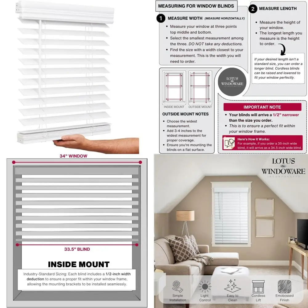 

2-дюймовые аккумуляторные жалюзи из искусственного дерева, ширина 34 дюйма x 72-дюймовая длина, жалюзи для внутренних окон, шторы для домашних окон, конфиденциальности и лигатуры