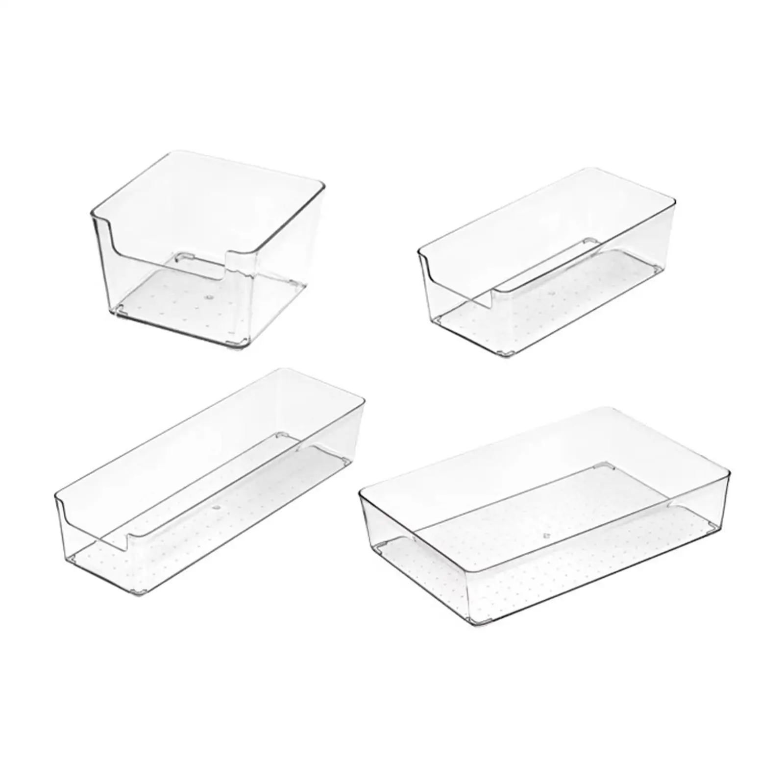 4 Pieces Desk Organizer Box Transparent Drawer Organizer Stackable Desktop