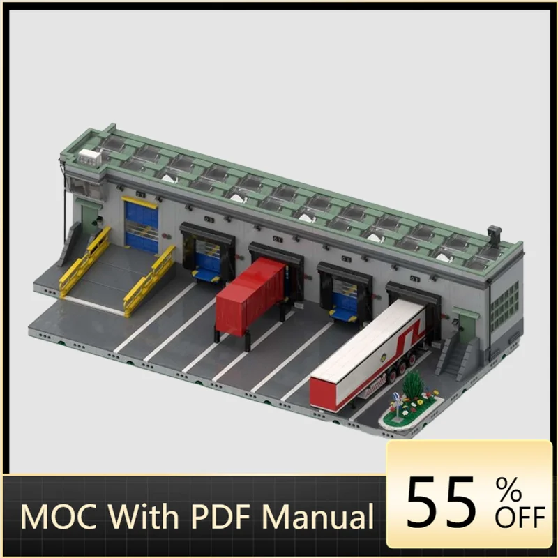 

594 детали MOC, модульный логистический центр, загрузочная док-станция, модель строительного блока, кирпичи, креативная сборка, игрушка «сделай сам», подарок на день рождения