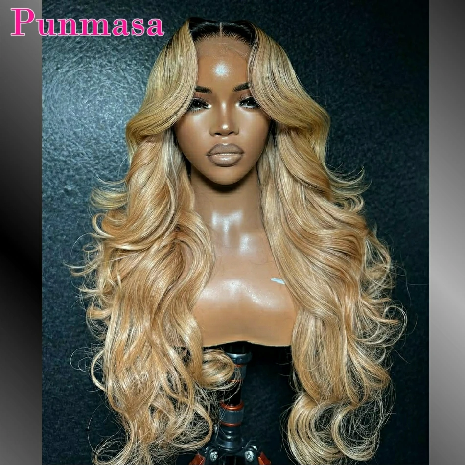 

30 36 Inch Honey Blonde Lace Front Wigs Human Hair For Women 200% Body Wave 13x4 13x6 Lace Frontal Wig Omber Colored Pre Plucked