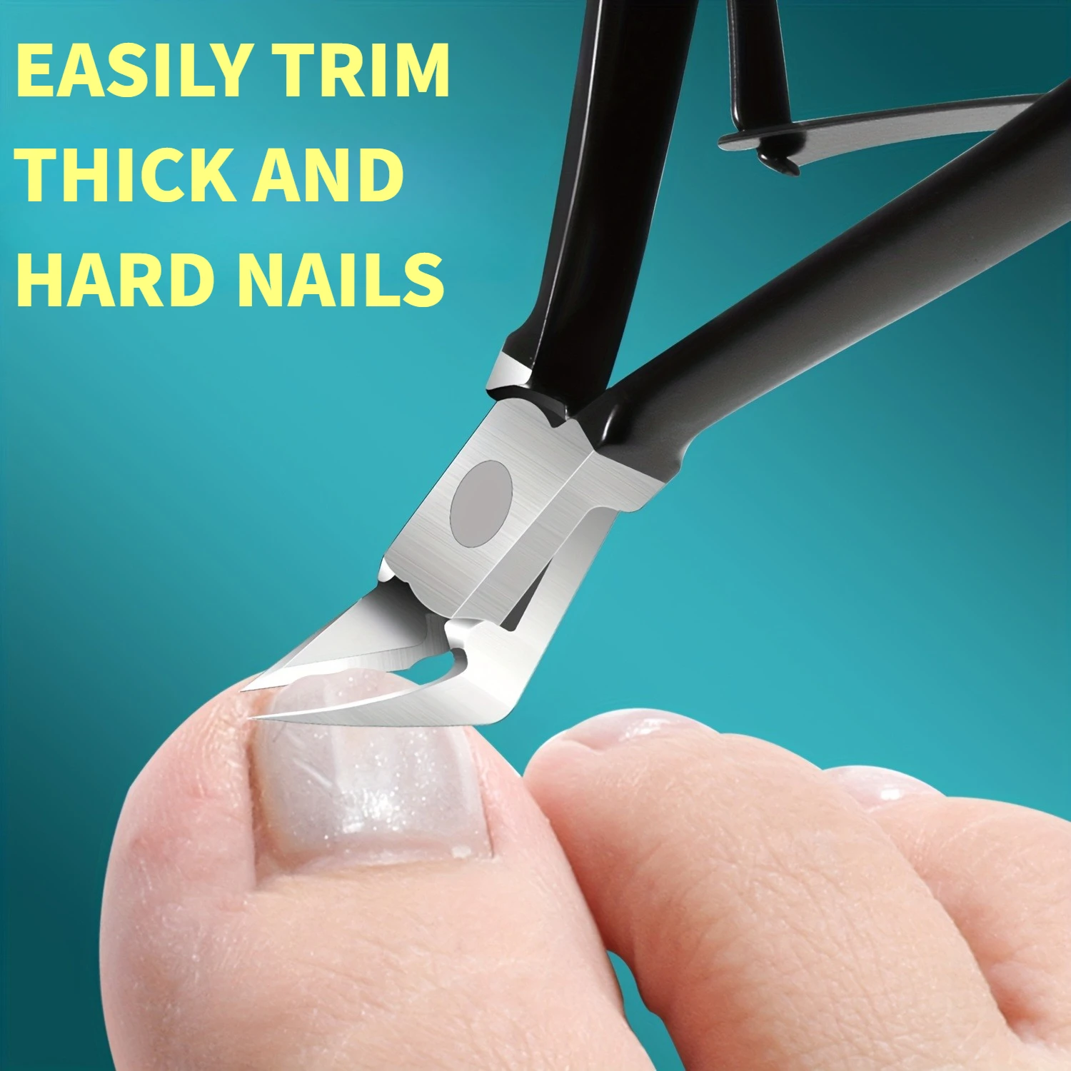 قطعة واحدة من ماكينة قص أظافر القدم السوداء من الفولاذ المقاوم للصدأ - تصميم منقار النسر للأظافر السميكة، غير معطرة، مثالية للتقليم المنزلي والباديكير، Na