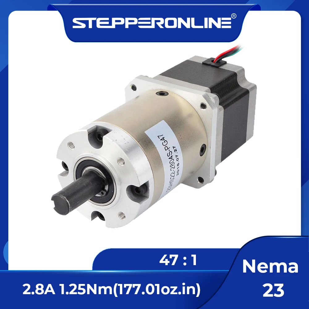 STEPPERONLINE Nema 23 Stepper Motor Gear Ratio w/47:1 Planetary Gearbox 57 Motor Extruder 2.8A L=56mm Nema23 Stepping Motor