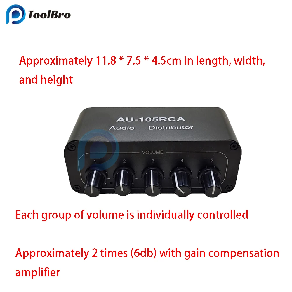 Wielokanałowy stereofoniczny rozdzielacz Audio 1 wejście 5 wyjście RCA Splitter NJM4580 Op Amp do subwoofera głośnik wzmacniacz