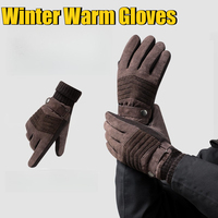 Winter Gloves for Men, Leather Gloves Mens Thermal GloveTouch Screen Resistant Windproof for Running Cycling Driving