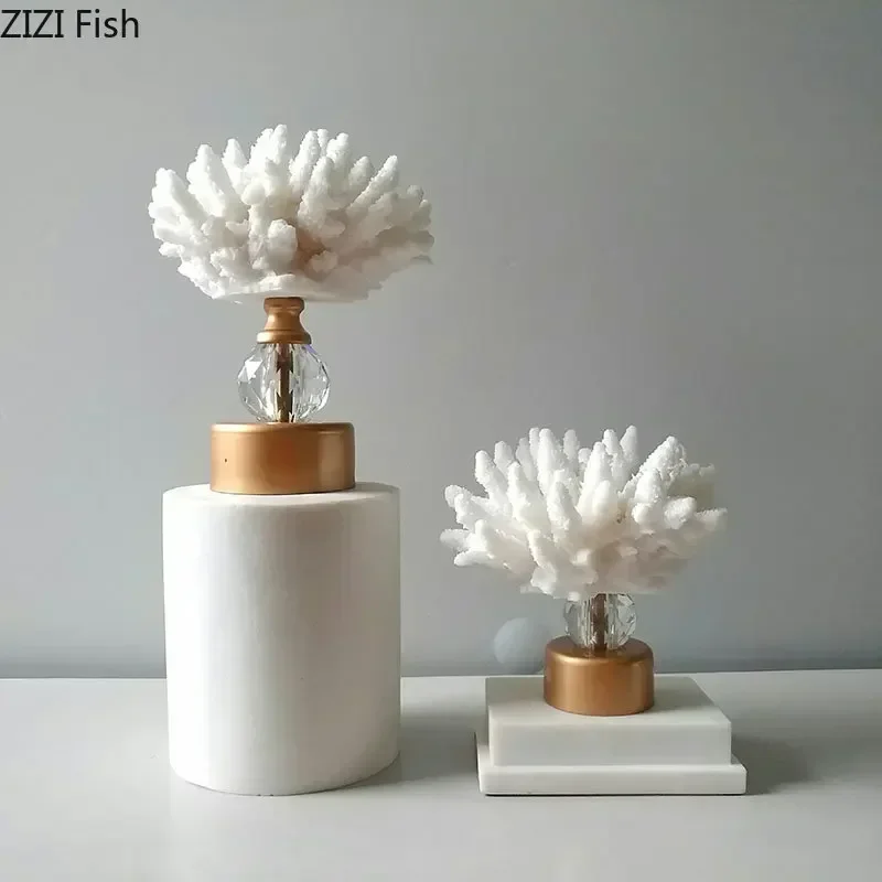 Multiple Styles White Coral Statue Resin Crafts Desk Decoration Modern Artwork Ornaments Coral Sculpture Room Aesthetics Decor