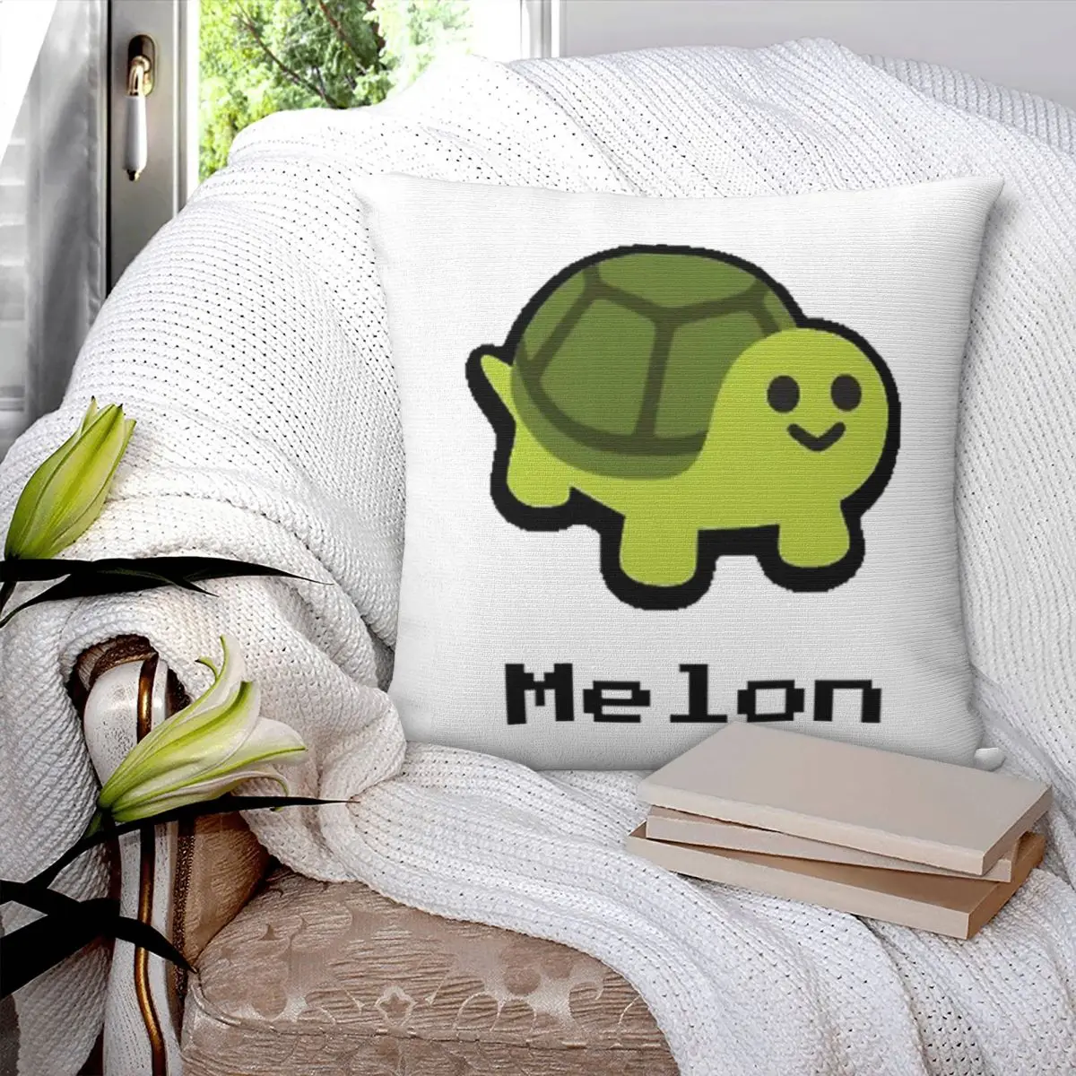 Melon Turtle Super Auto Pets Square Pillowcase Pillow Cover Polyester Cushion Decor Comfort Throw Pillow for Home Car