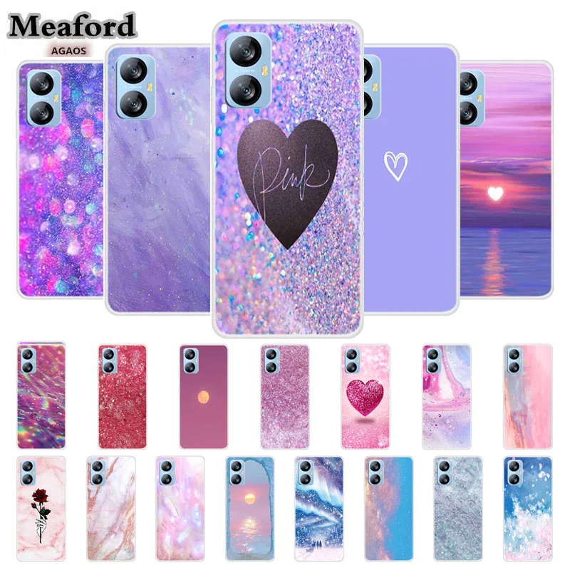 Miękkie silikonowe etui na telefon Blackview A52 A70 Transparent Clear TPU Capa BlackviewA52 Coque Pink Color Lovely Cute Funda Shield