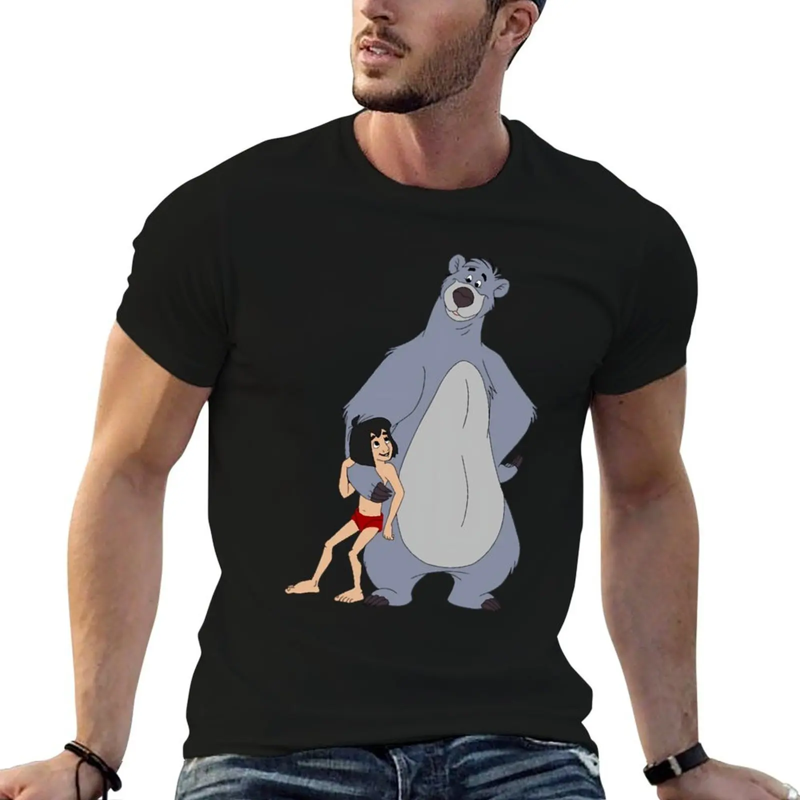 Baloo - Baloo y Mowgli - Camiseta de la serie El libro de la selva, camiseta básica de manga corta