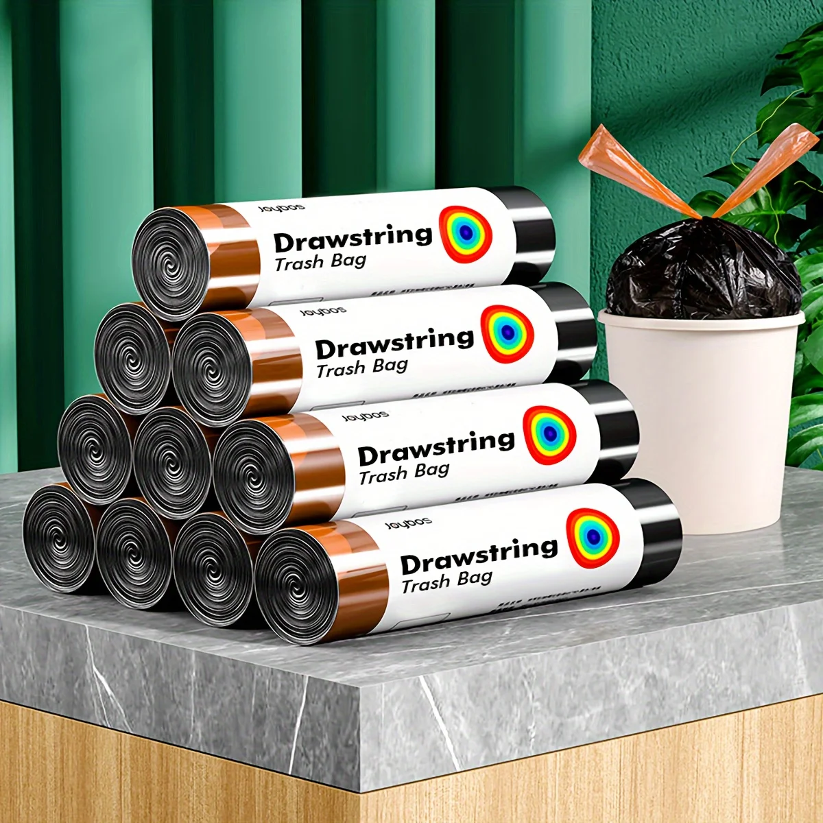 

Joybos® Odorless Drawstring Trash Bags - Durable, Leak-Proof & Easy Tear for Kitchen, Bathroom, Bedroom & Living Room