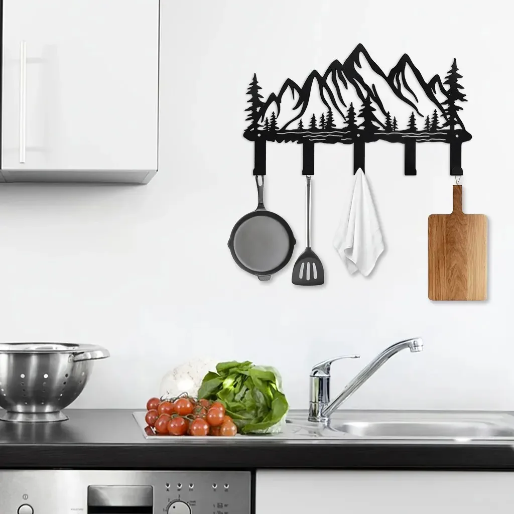 Mountain Hangers and Key Holder-Clothes Hat Rack and Backpack Hanger Decor for Storage Mountain Coat Hooks Wall Art Decor