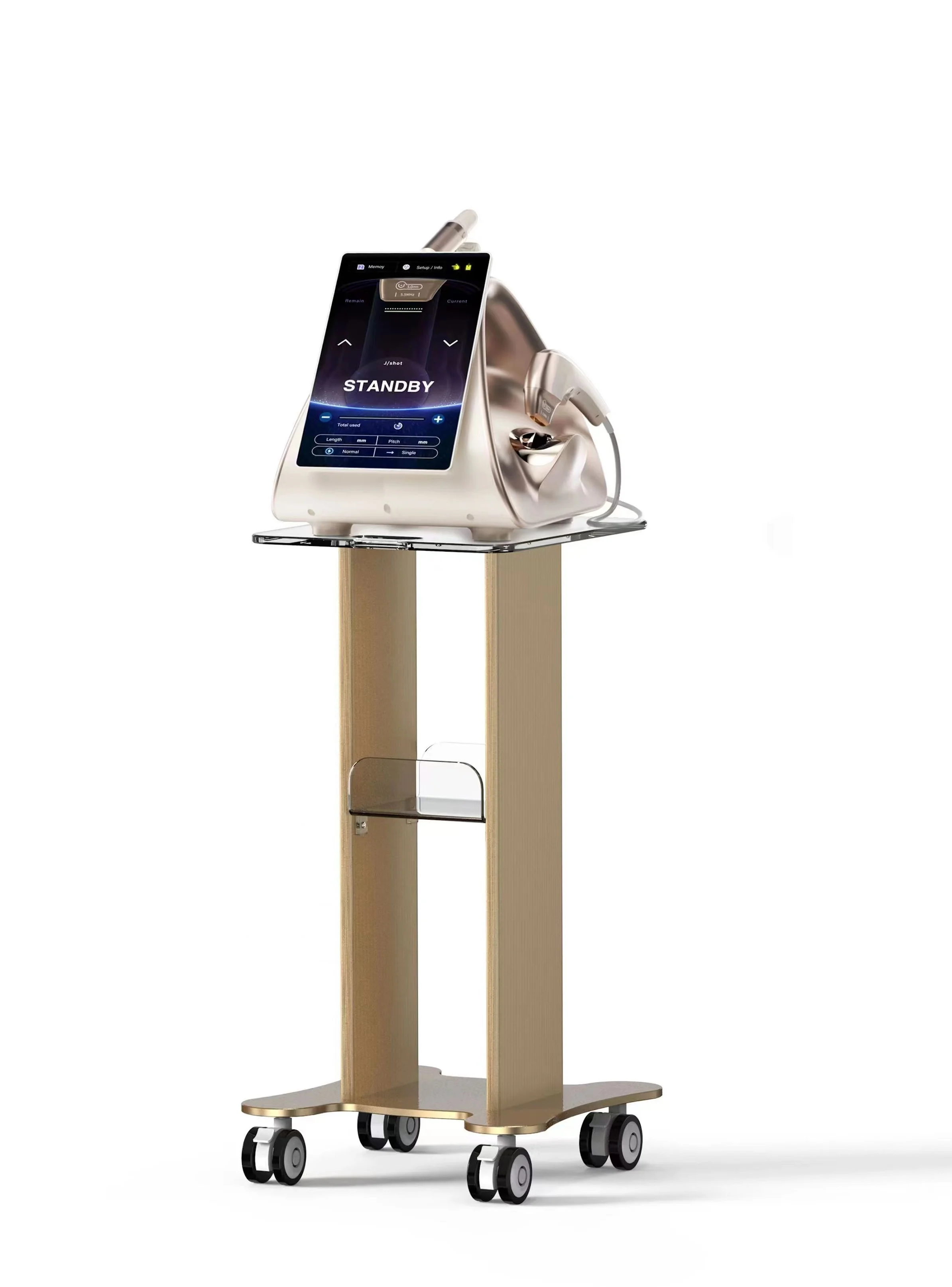 

Portable Trolley Gold and White Optional Tool Acrylic Cart Beauty Instrument Accessories With Good Quality