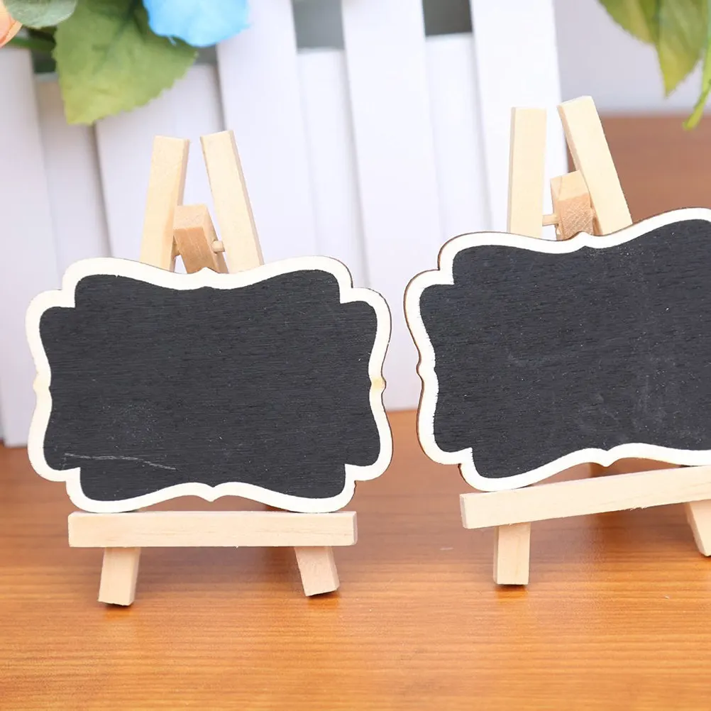 10Pcs Mini Chalkboard Place Cards Wooden Frame Easel Vintage White Desk Decor Party Seating Chart DIY Favors Small Blackboard