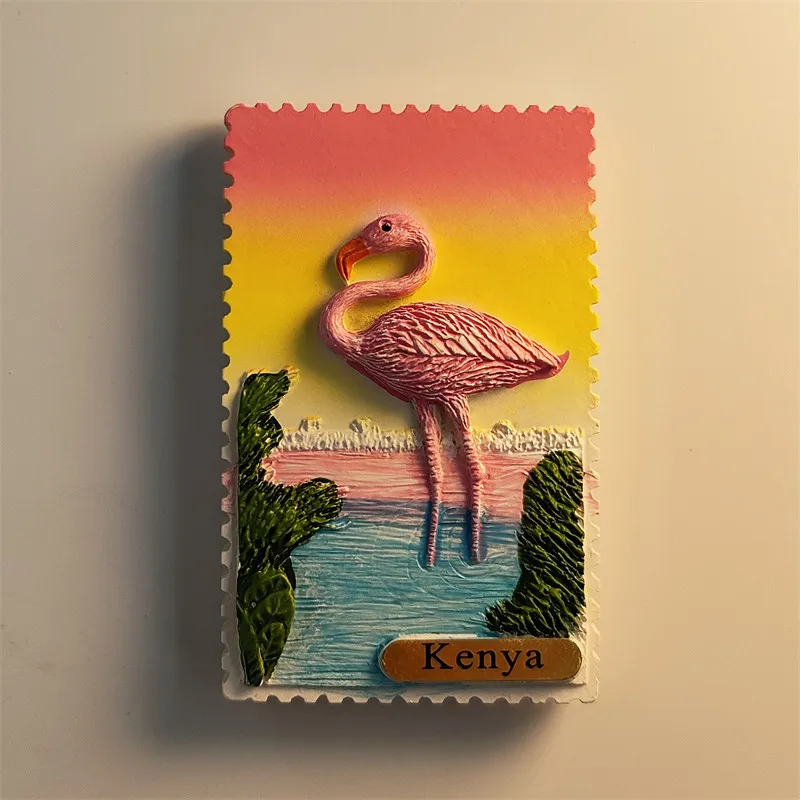 Africa Kenya Lake Nakuru Tourist Souvenir Painted Flamingo Decorative Magnetic Fridge Magnet Resin Material