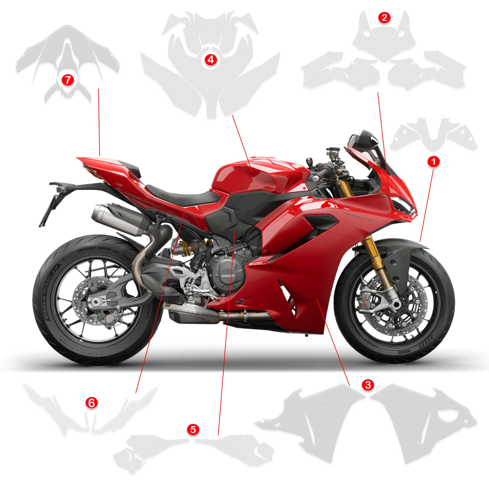 2025 PANIGALE V2 New Motorcycle Invisible Paint Protection TPU Film Set Body Fairing Transparent Stickers For Ducati Panigale V2