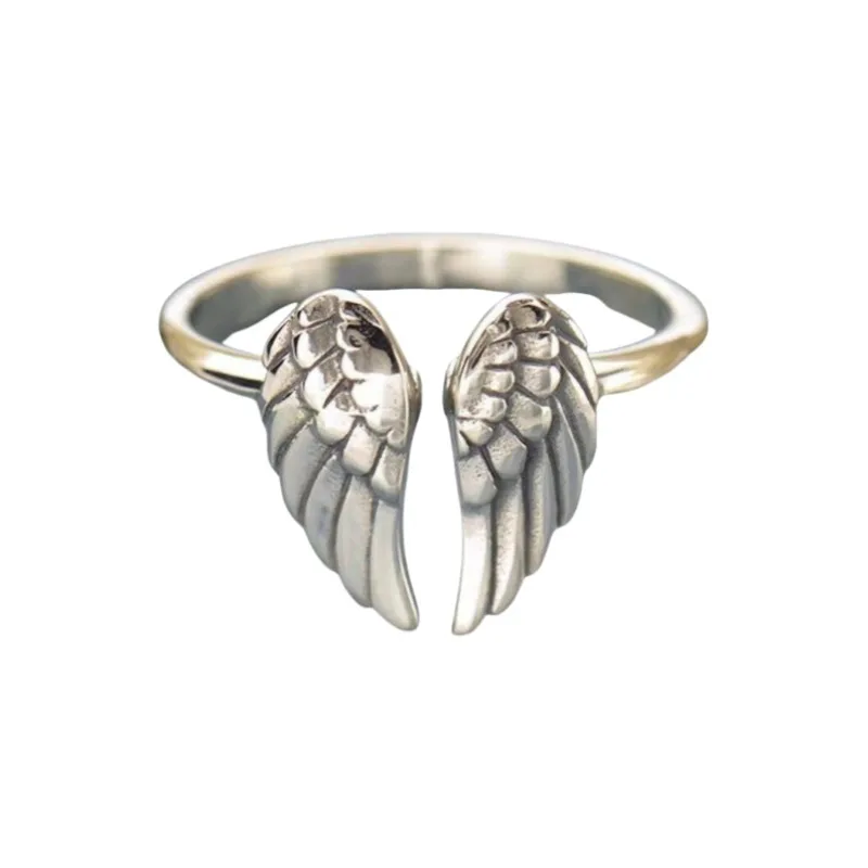 الإبداعية الرجعية الملاك الجناح الدائري سيدة الحارس الملاك حلقة وضع المشاركة افتتاح عصري اكسسوارات مجوهرات هدايا