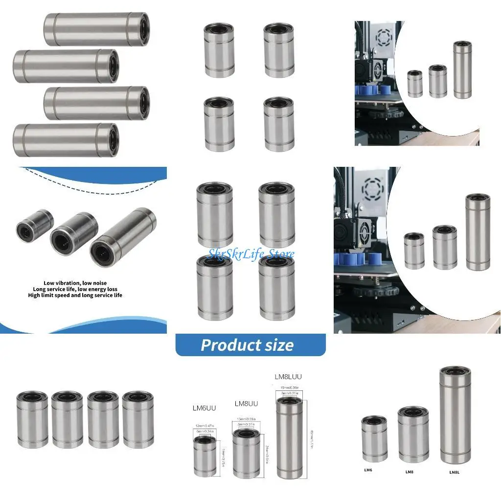 

E65E 4Pcs Linear Bearing Linear Motion Bearing Bushing for 3D Printer Part