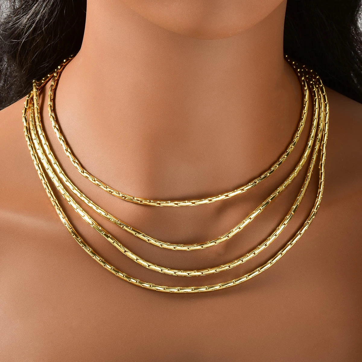 Hiphop Punk Curb Cuban Link Chain Necklace for Women Man Statement Gold Color Copper Necklace Fashion Wedding Engagement Jewelry