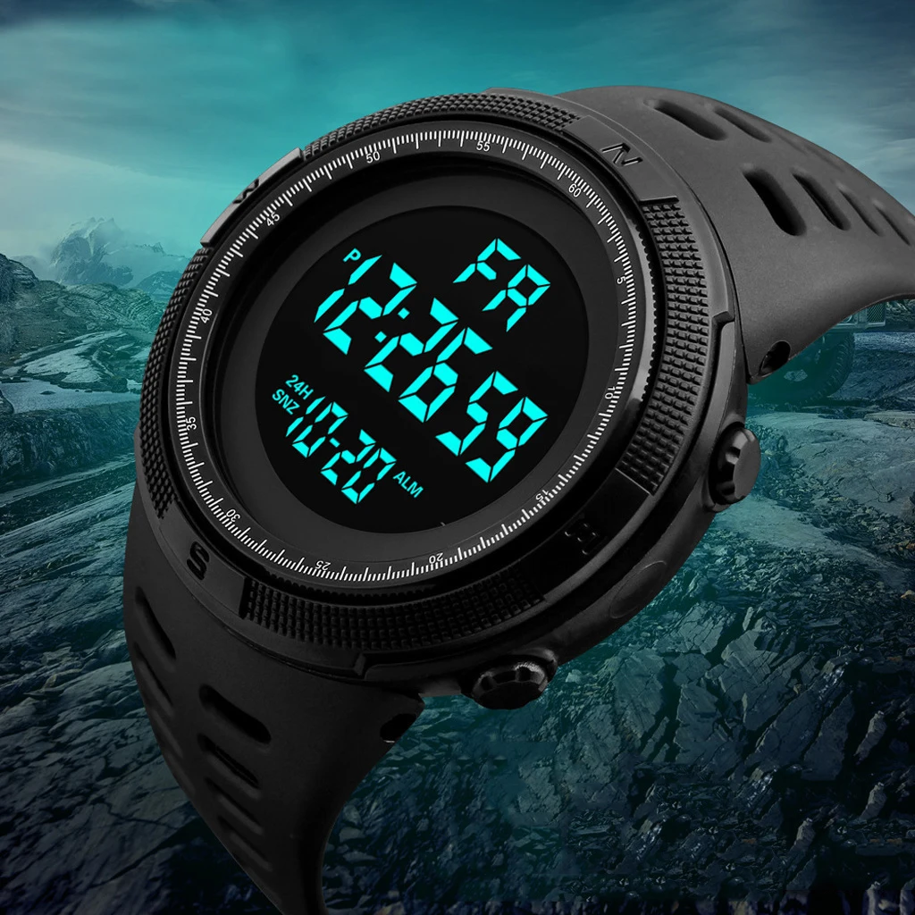 Reloj electrónico Digital para hombre, deportivo, brillante, Esfera Grande de 49mm, tendencia de aventura al aire libre para estudiantes, relojes de moda Maler multifuncionales