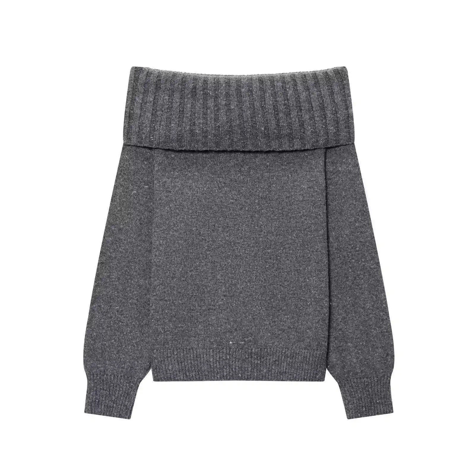 

Sexy Sweater Off Shoulder Long Sweater French Style Knitted Sweater Chic Cold Crop Top Women Autumn Casual Warm Soft Cozy