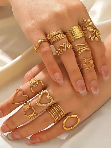 Anillo de corazón de acero inoxidable de Color dorado, anillo hueco de dedo de Metal para mujer, joyería resistente al agua, regalo para novia, Bisutería para mujer, Anillos