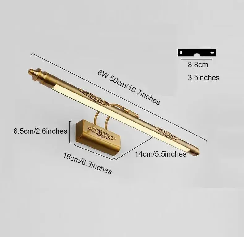 Retro Cosmetic Mirror Lamp LED European Makeup Light Vanity Bathroom Wall Lights Bronze Cabinet Lighting Decoration