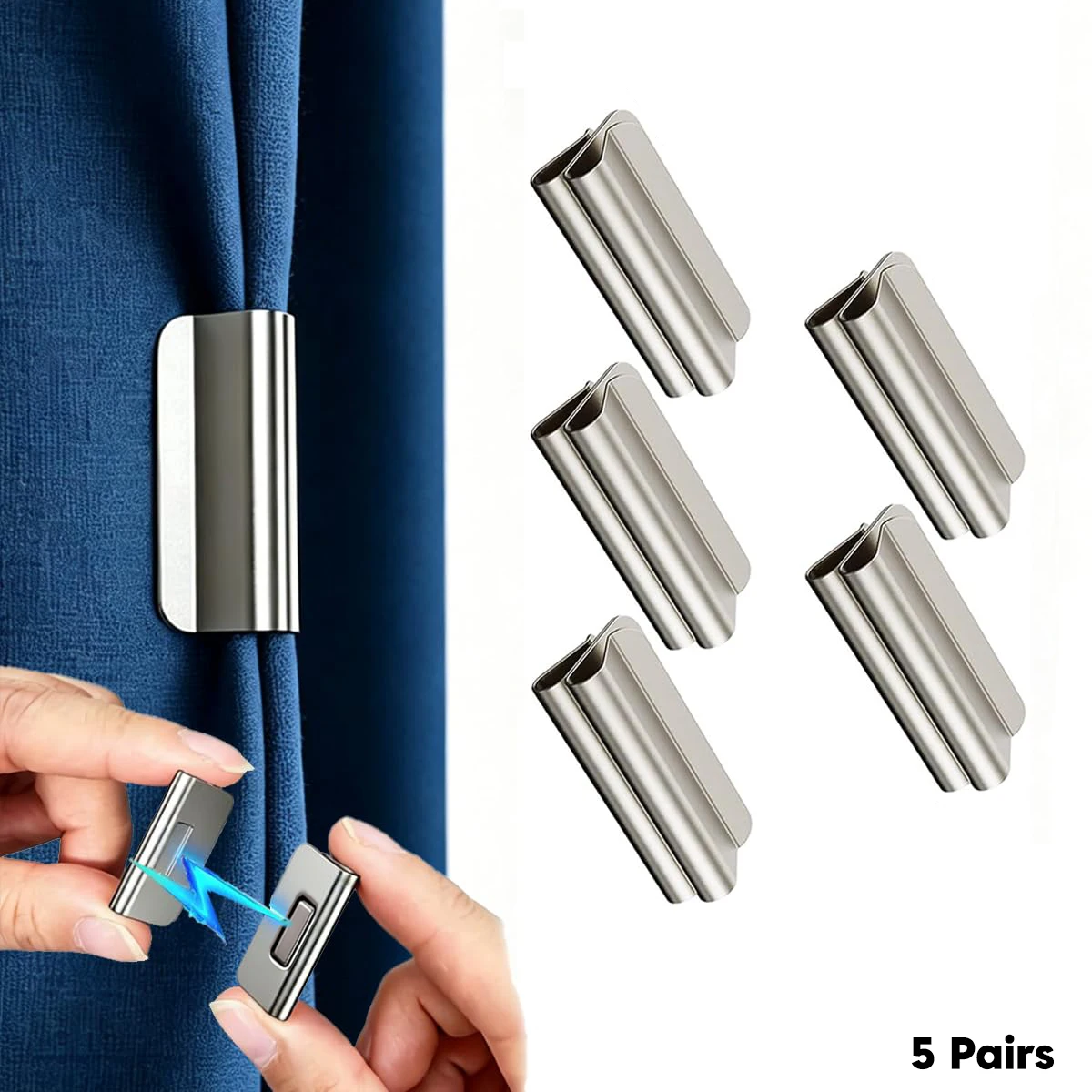 5 Pairs Magnetic Curtain Clip Set Avoid Curtain Light Leakage High-Quality Metal Material for Various Curtains Blackout Curtains