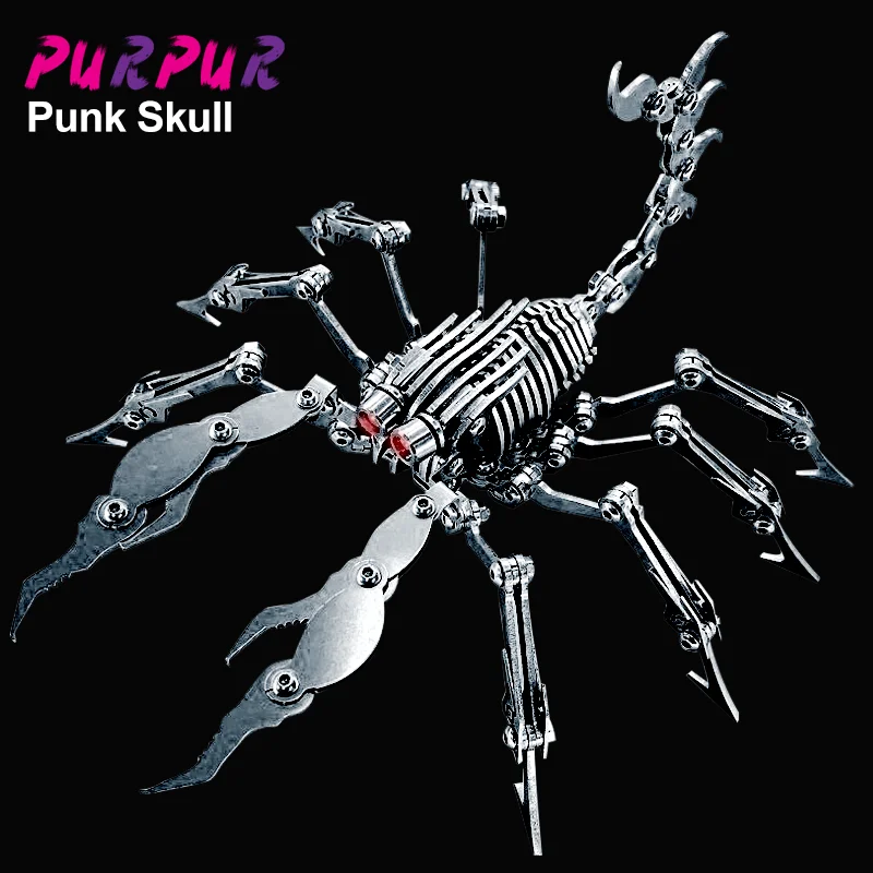 DIY Punk 3D Building Blocks Metal Stainless Steel Mechanical Assembly Luminous Insect Scorpion Model Birthday and Christmas Gift