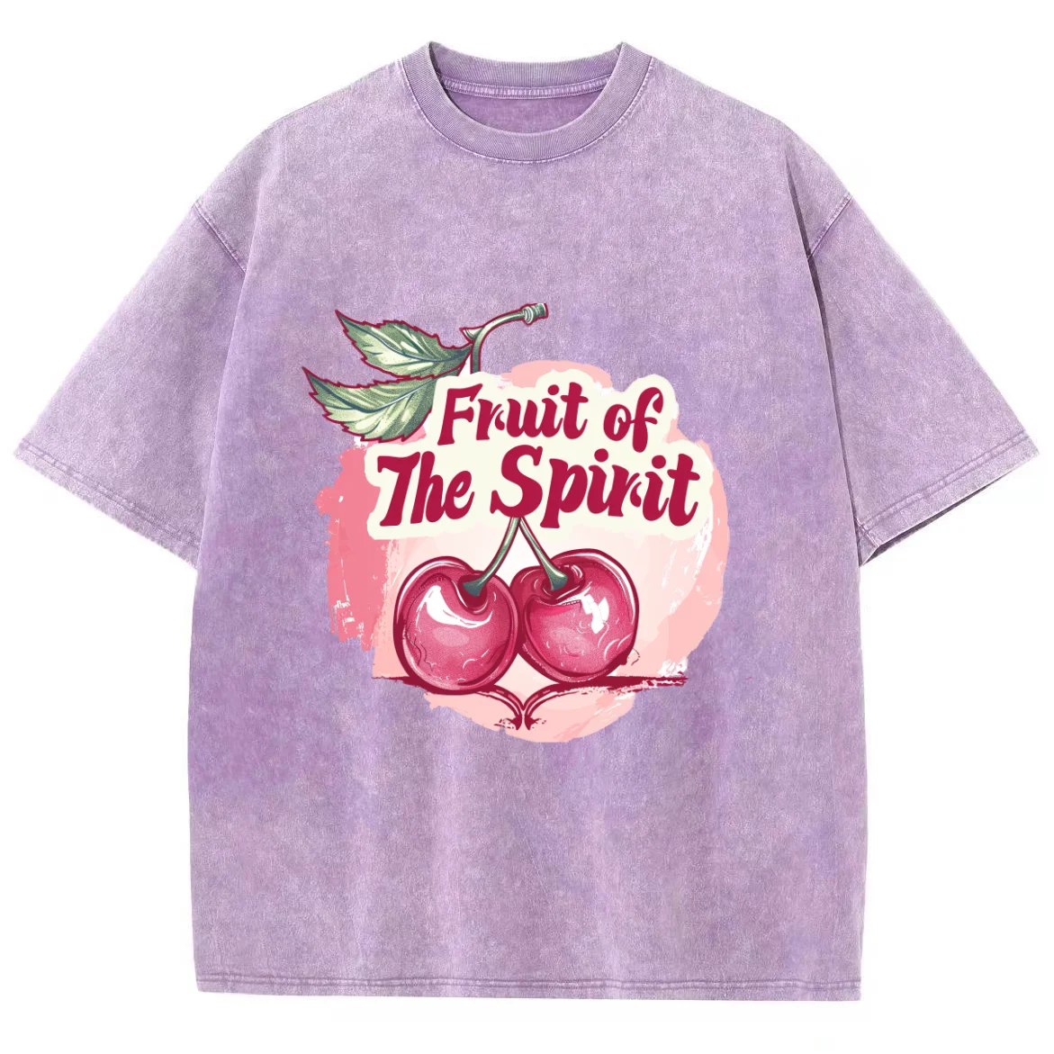 Fruit Of The Spirit Y2k Washed Short Sleeve T-Shirt, Creative Printed Unisex Vintage Streetwear New Fashion Casual Tee Plus-Size