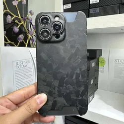 Case for Apple iPhone 16 15 Pro Max Real Forging Carbon Fiber Anti-explosion Cell Mobile Phone Protective Cover Protection Shell