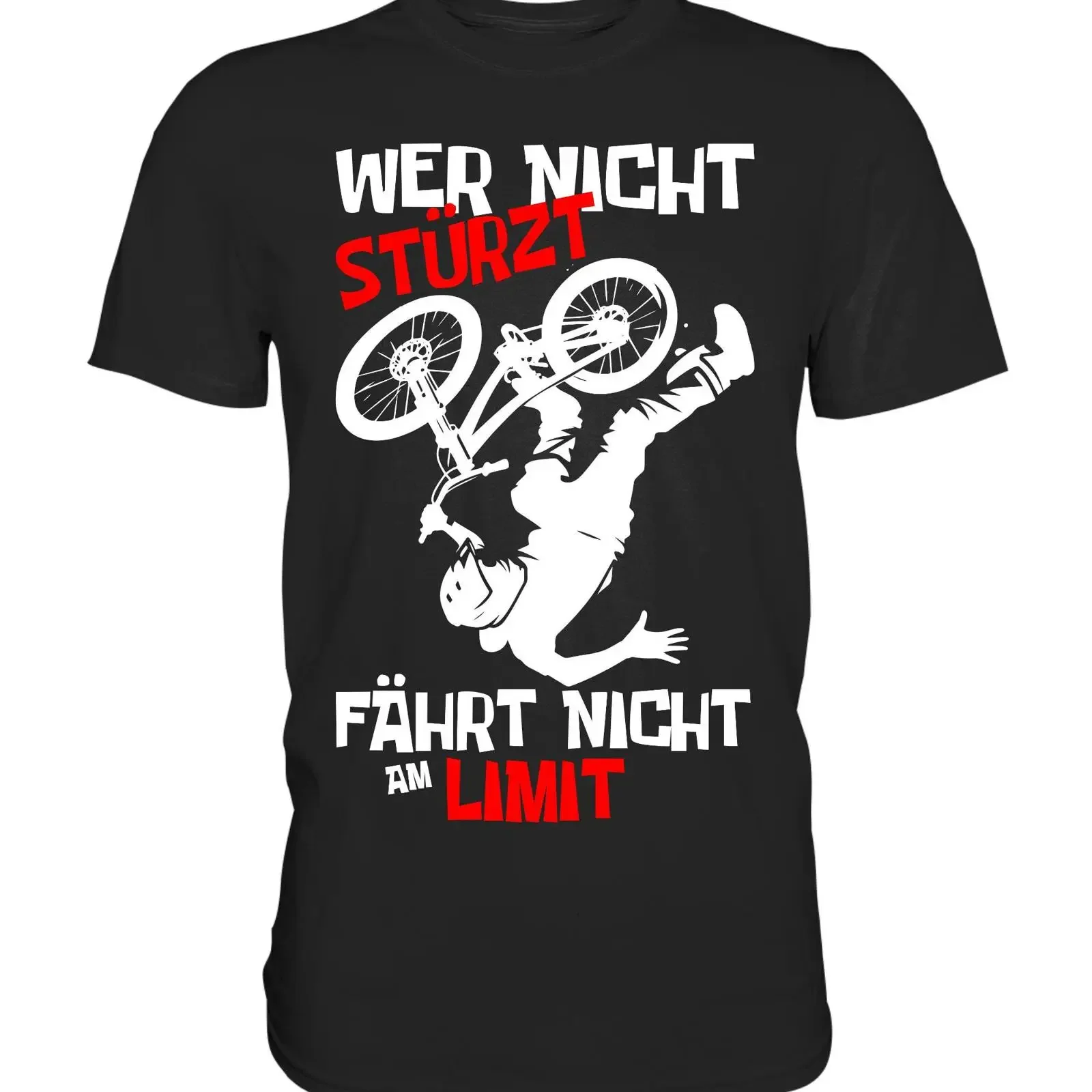 Wer Nicht Stürzt Fährt Am Limit Funny Mountain Biker T Shirt for BMX MTB Cyclist Extreme Sports Enthusiast vintage Washed