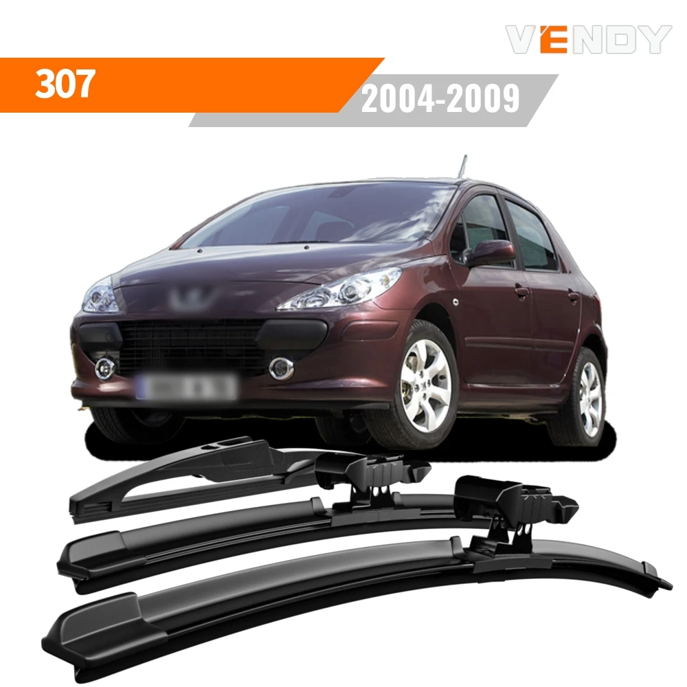 1 Juego de Escobillas Limpiaparabrisas Delanteras y Traseras para Peugeot 307 2004-2009, Escobillas de Goma, Accesorios para Automóviles, Repuestos