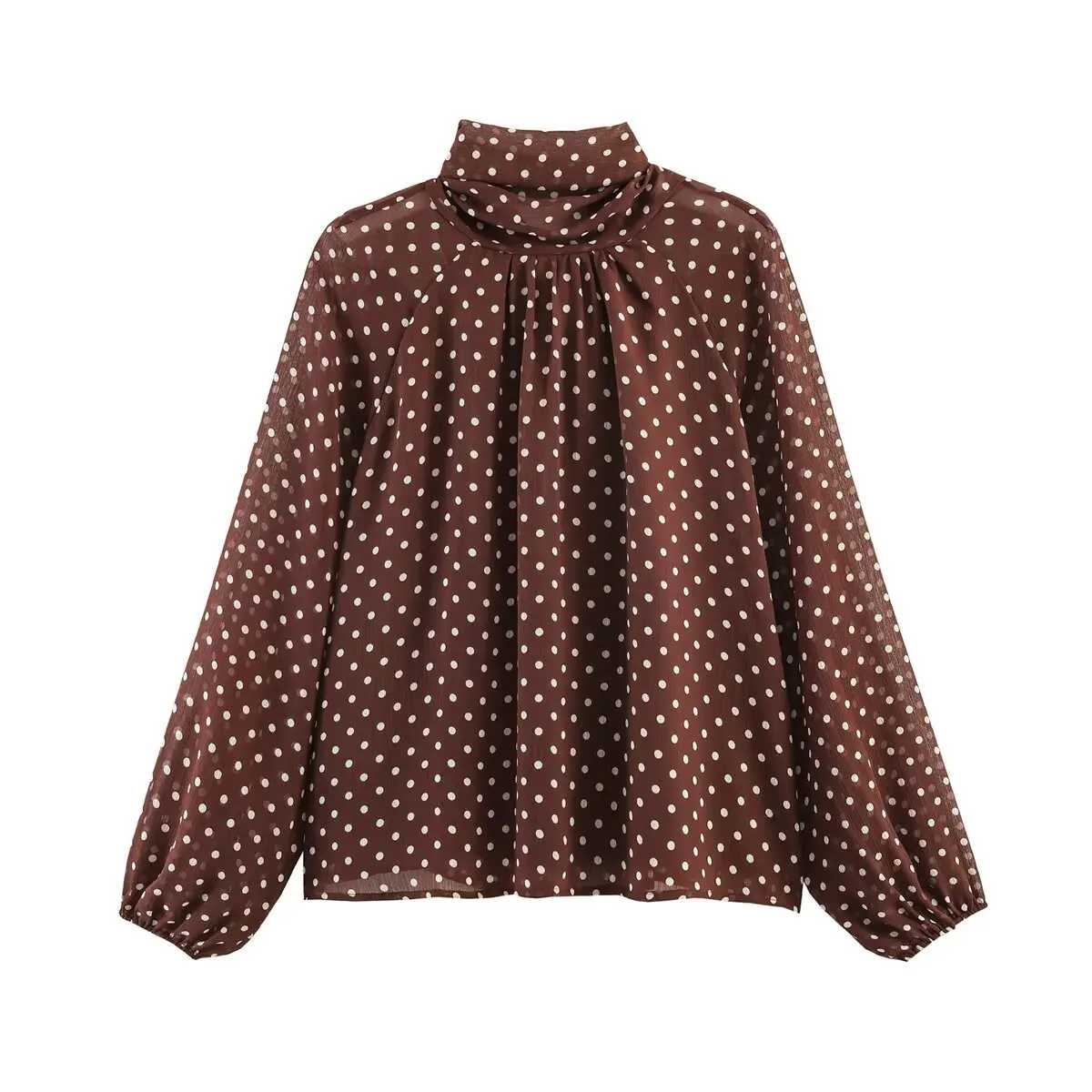 Spring 2026 Fashionable Three-Color Shirts Polka Dot Butterfly Knot Tops Versatile Simple Design for Everyday Wear