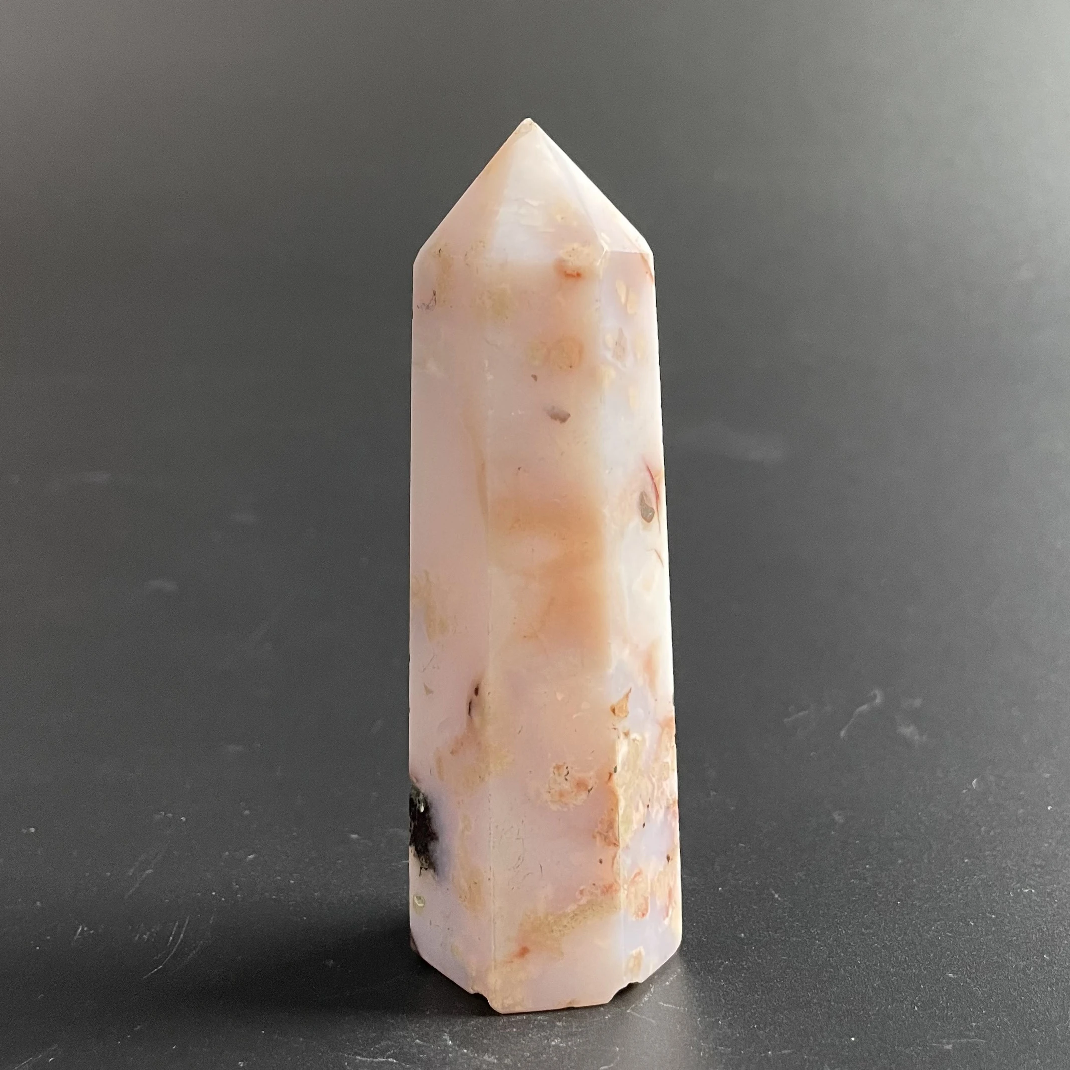 

91g Natural Stone Sakura agate Crystal Tower Polished Quartz Wand Point Reiki Healing Gift Room Decor Obelisk Z238